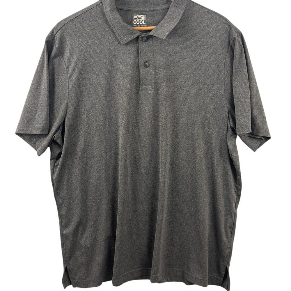 32 Degrees COOL Men’s Performance Polo Shirt Gray XL Stretch Quick Dry